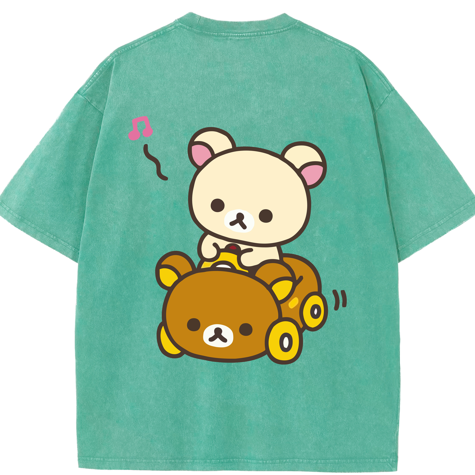 （画像用） リラックマ リラックマ キイロイトリ Rilakkuma Korilakkuma Kiiroitori 綿100% ヴィンテージ風 半袖Tシャツ（背面プリント）